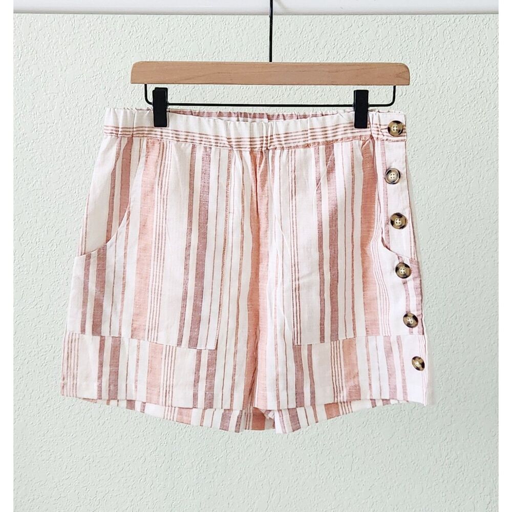 Derek Heart High Waist Orange and White Shorts